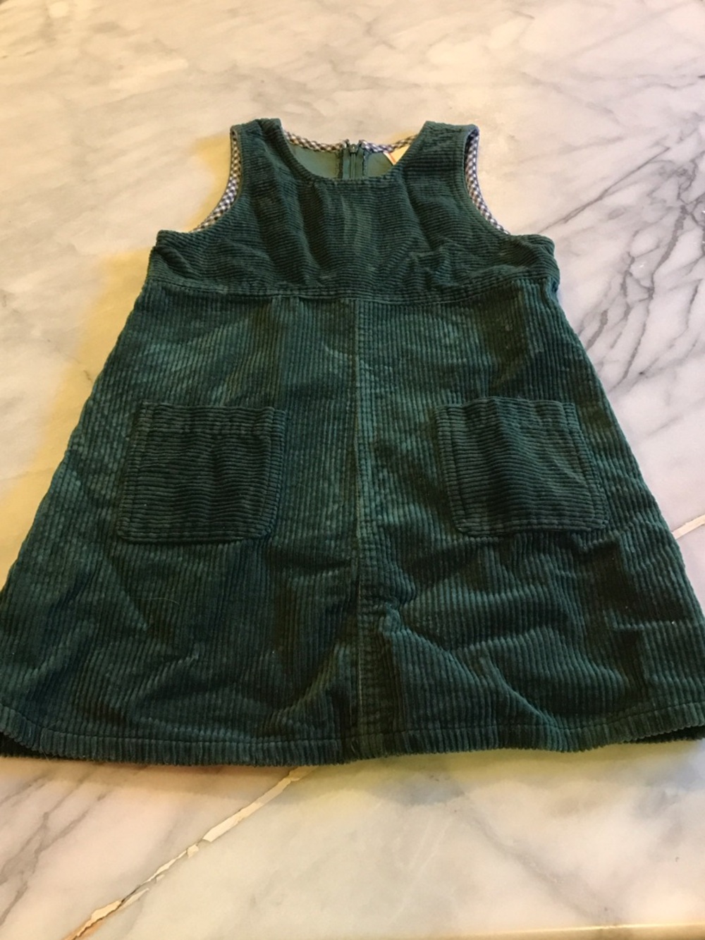 Hanna Andersson Teal Corduroy Pinafore Dress with Front Pockets